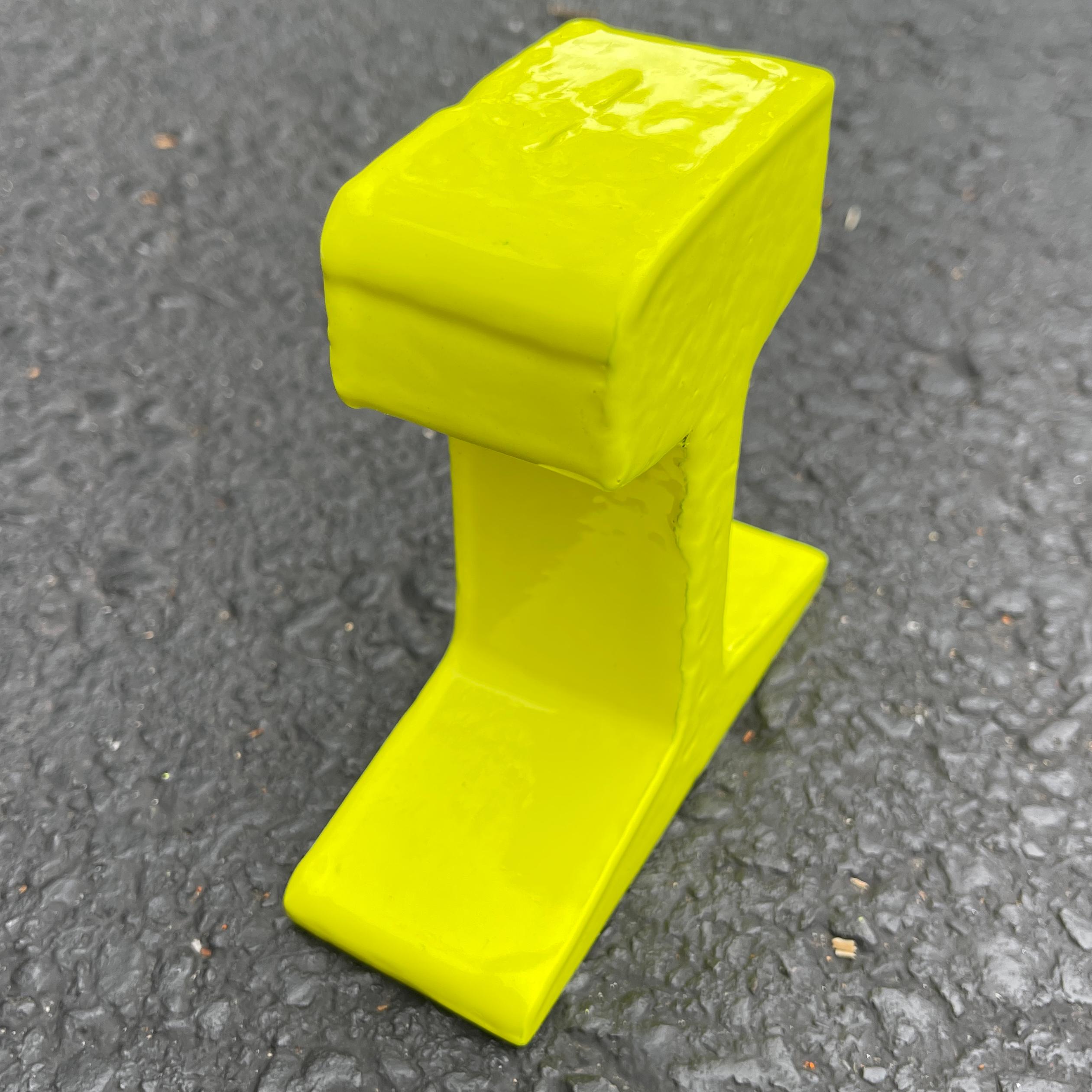 Hand-Crafted Small Rail Paper Weight Fragment in Bright Sunshine Yellow For Sale