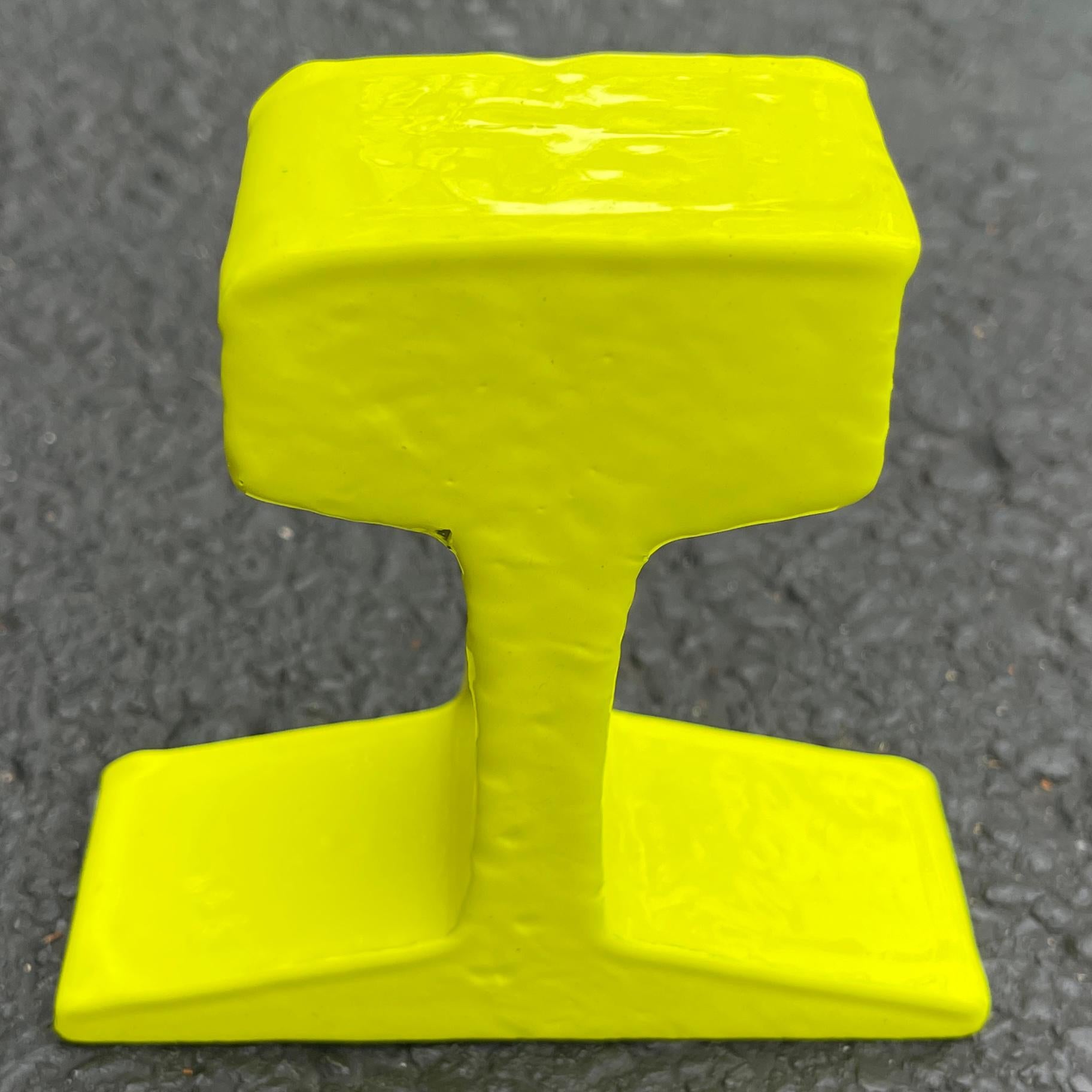Small Rail Paper Weight Fragment in Bright Sunshine Yellow In Good Condition For Sale In Haddonfield, NJ