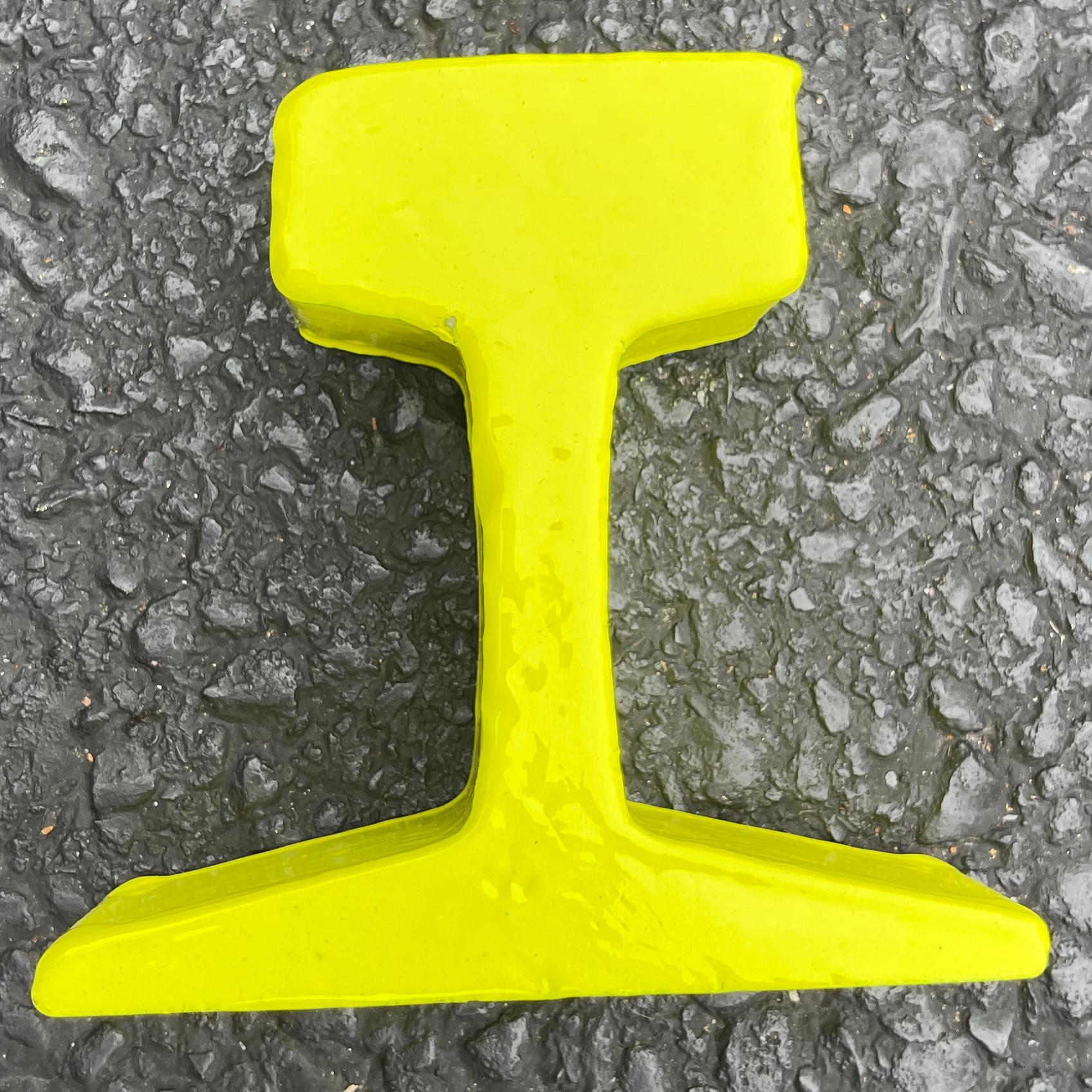 Iron Small Rail Paper Weight Fragment in Bright Sunshine Yellow For Sale
