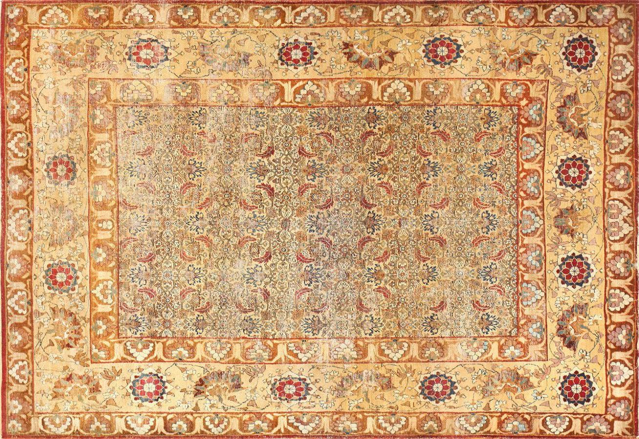 Beautiful rare antique Persian Kerman rug, country of origin: Persia, circa date: 19th century. Size: 5 ft x 7 ft (1.52 m x 2.13 m)


