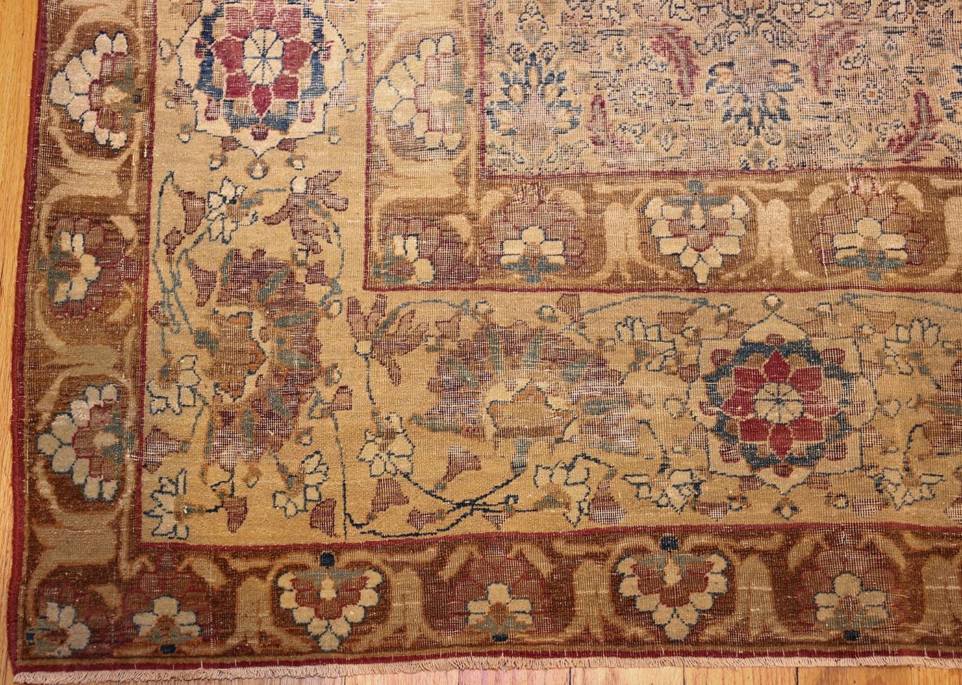 Hand-Knotted Small Rare Antique Persian Kerman Rug. Size: 5 ft x 7 ft (1.52 m x 2.13 m)