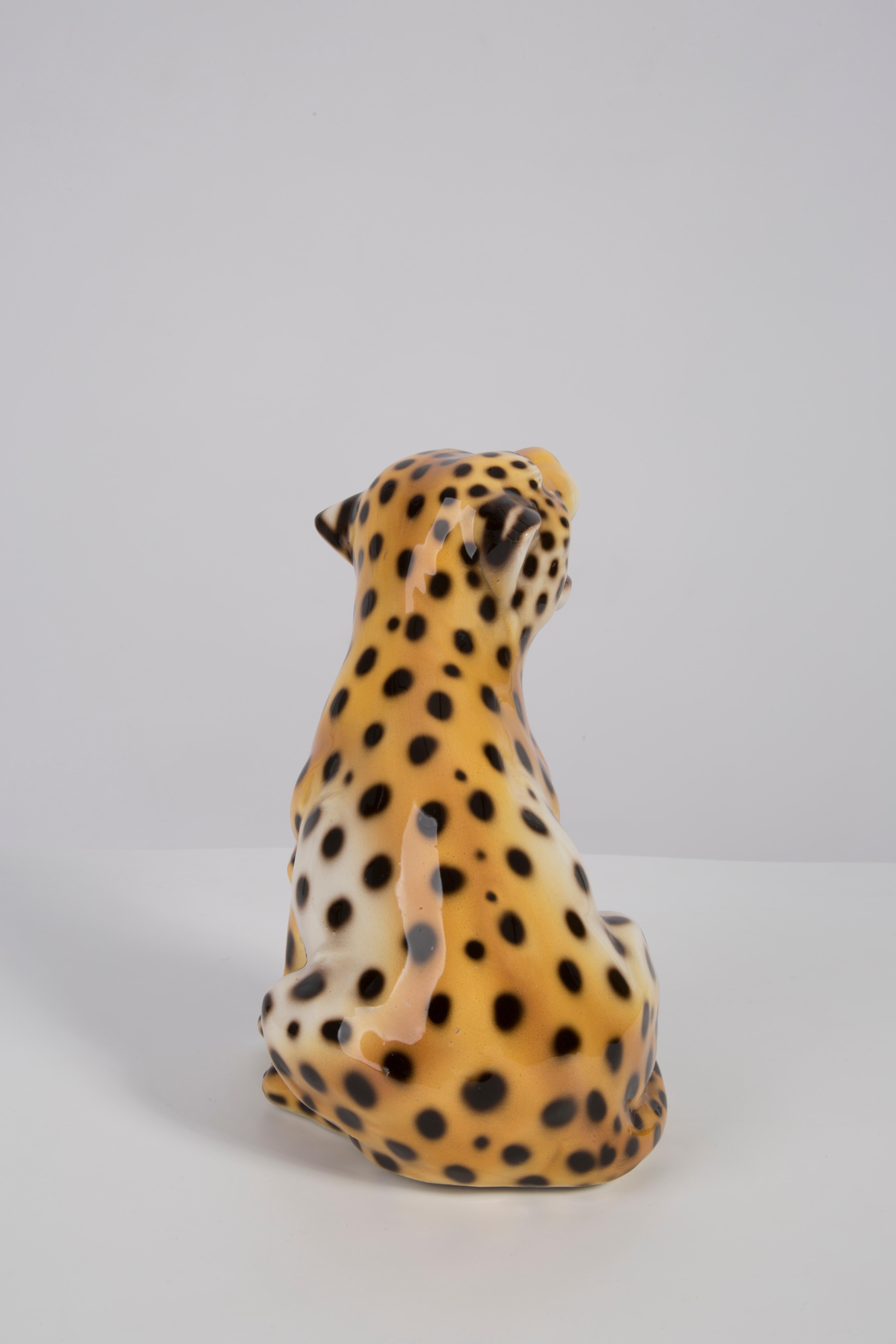 Mid-Century Modern Small Rare Ceramic Leopard Decorative Sculpture, Italy, 1960s