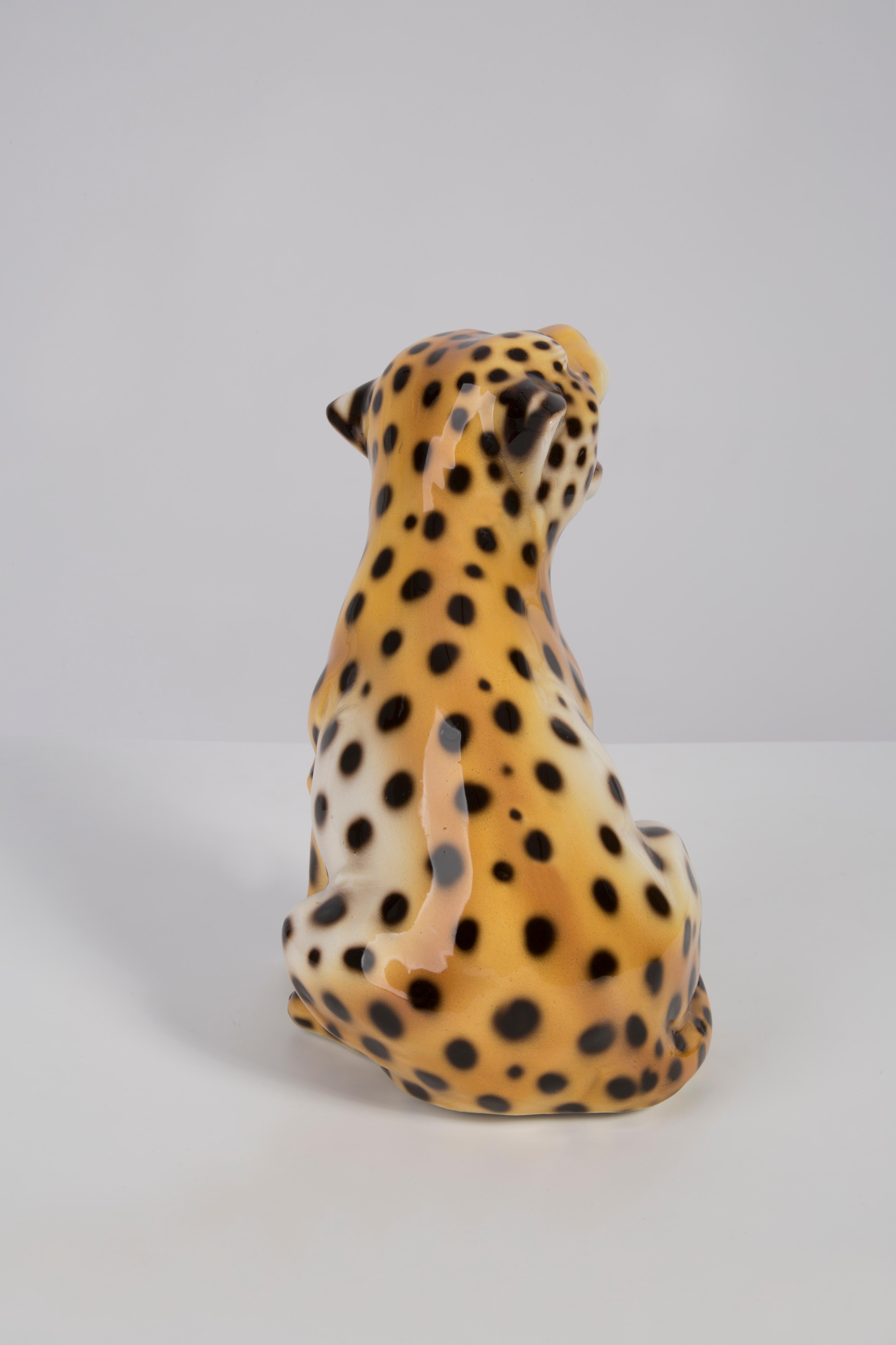 Italian Small Rare Ceramic Leopard Decorative Sculpture, Italy, 1960s