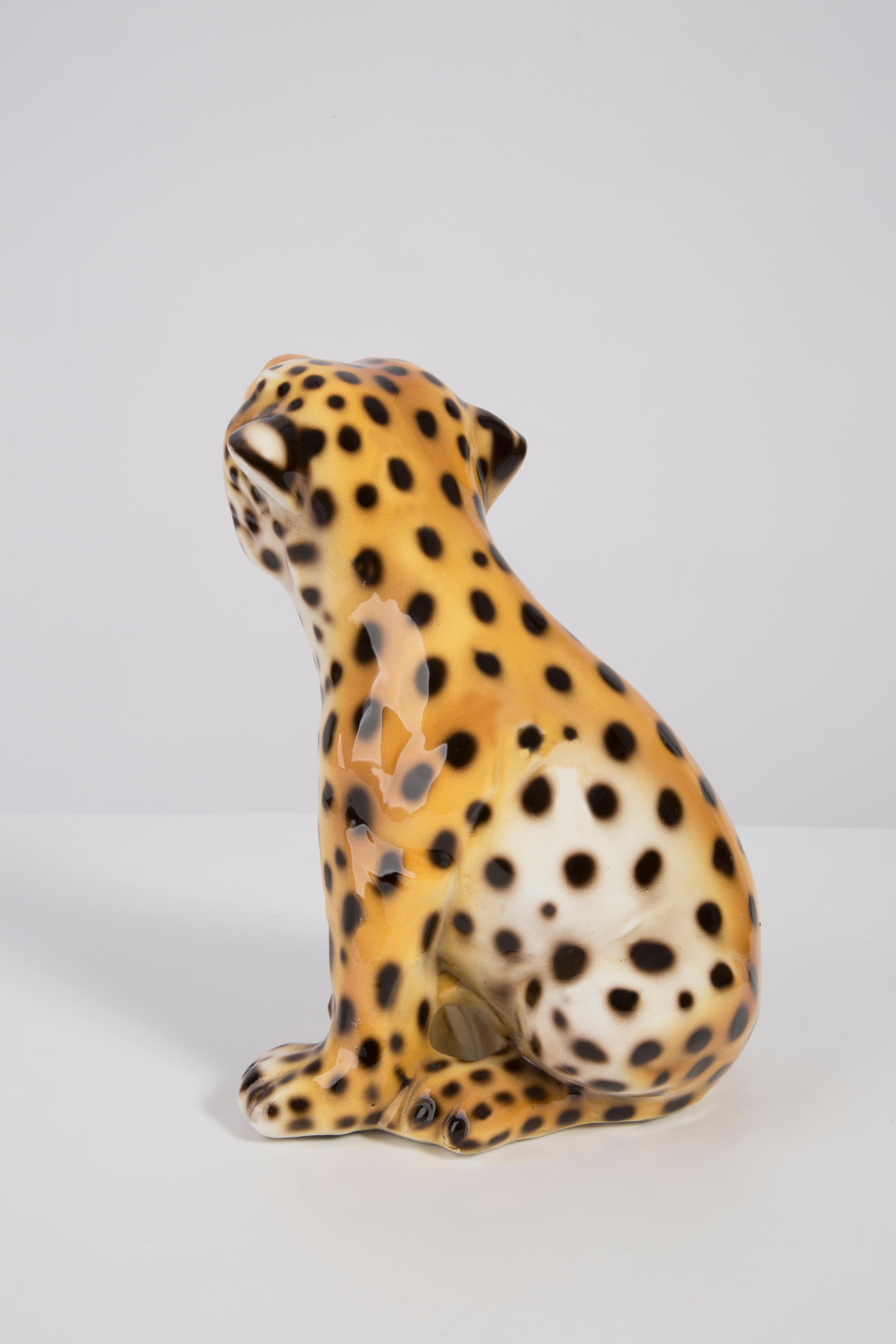 Small Rare Ceramic Leopard Decorative Sculpture, Italy, 1960s In Excellent Condition In 05-080 Hornowek, PL