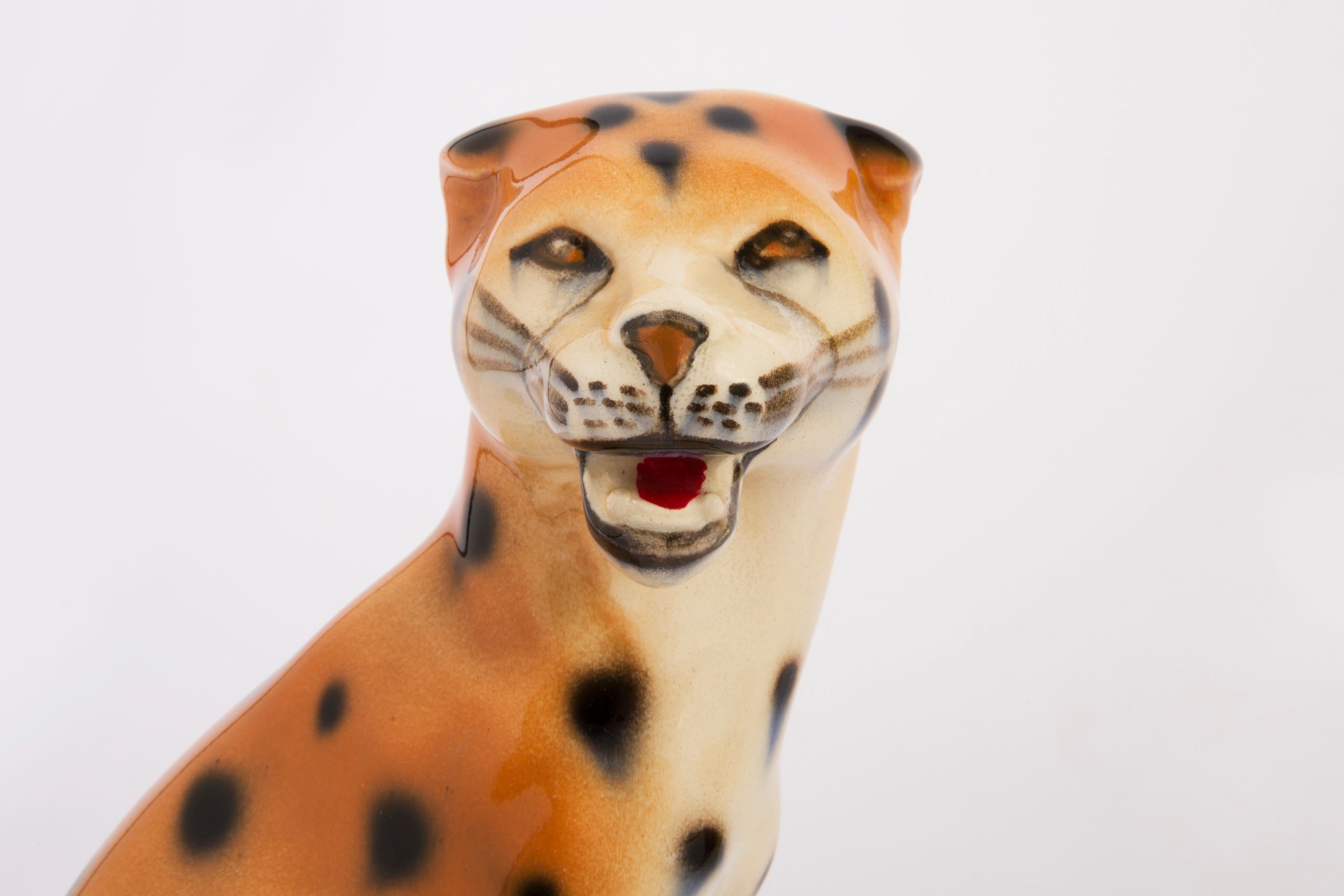 Small Rare Ceramic Leopard Decorative Sculpture, Italy, 1960s 2