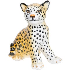 Small Rare Leopard Ceramic Sculpture, Italy, 1960s