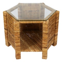 Small Rattan and Glass Table