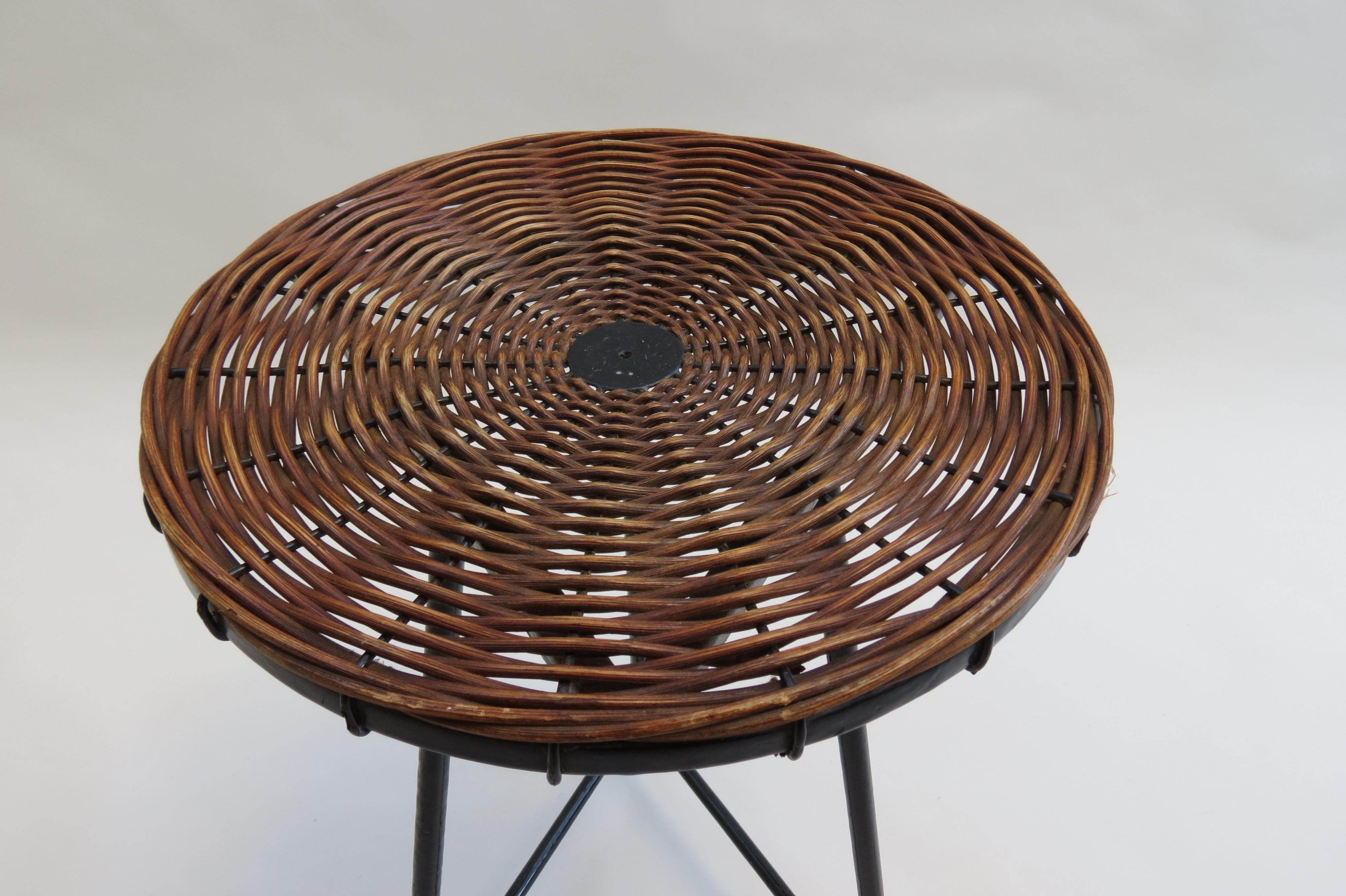 20th Century Small Rattan and Metal Table by Guy Raoul, France