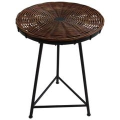Small Rattan and Metal Table by Guy Raoul, France