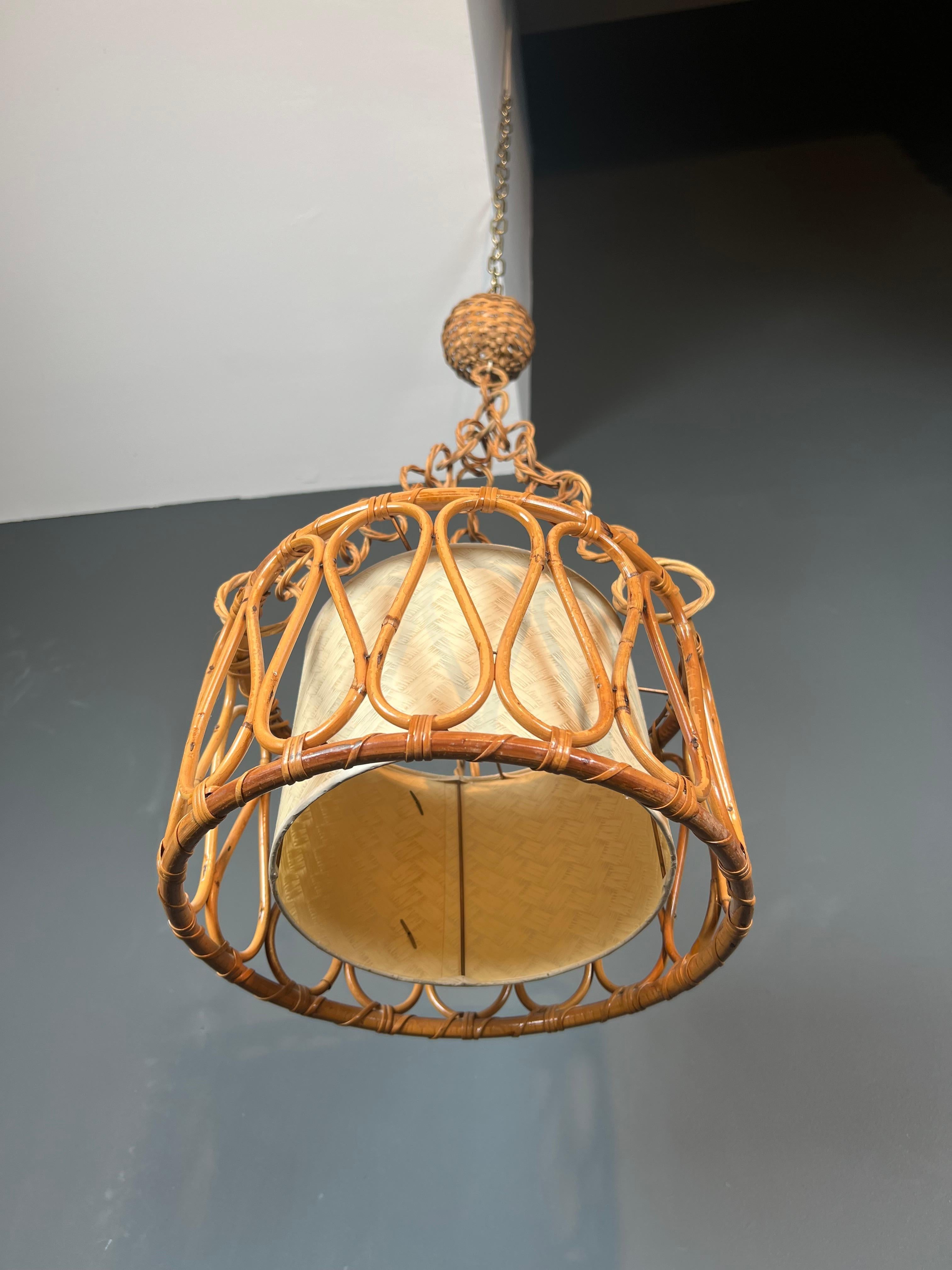 Piccolo lampadario in rattan nello stile di Adrien Audoux e Frida Minet in vendita 9