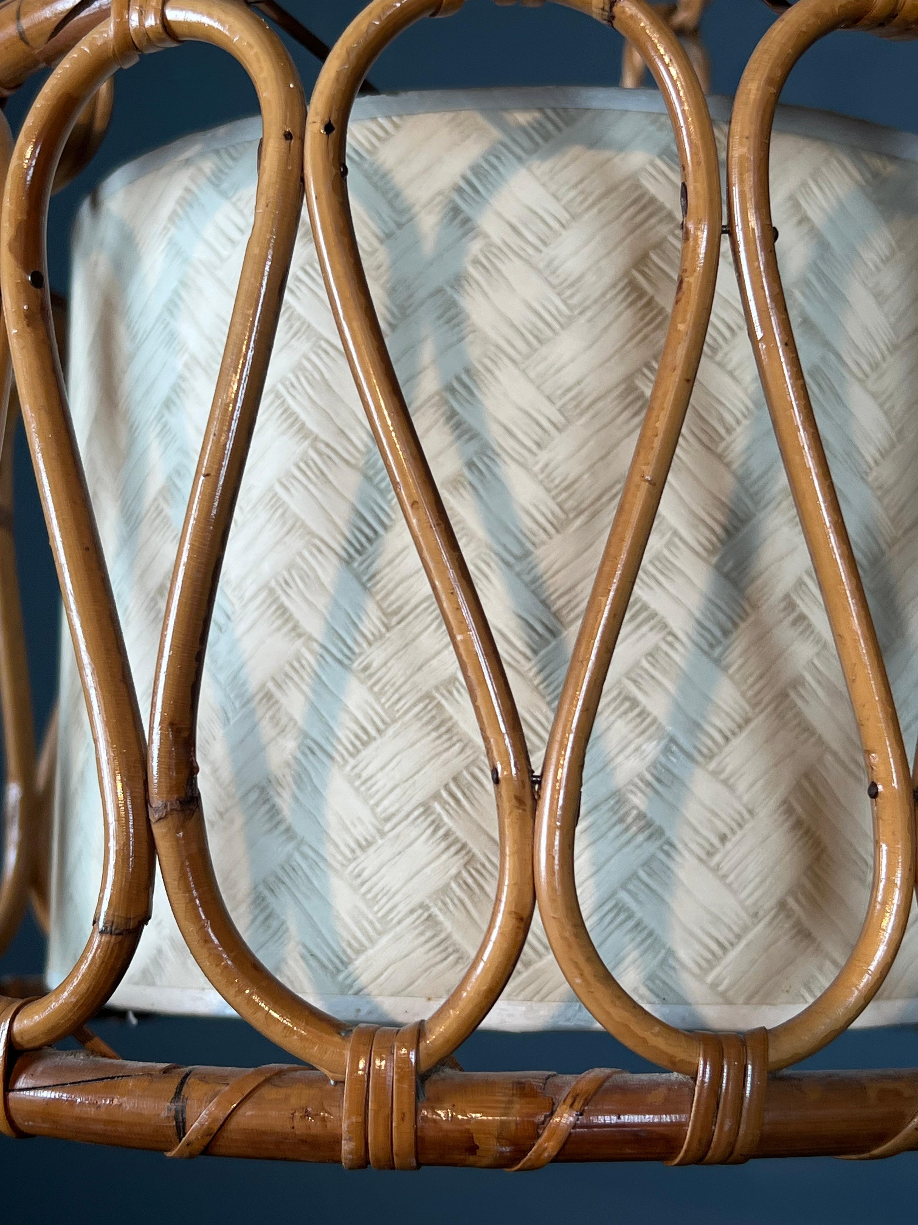 Piccolo lampadario in rattan nello stile di Adrien Audoux e Frida Minet in vendita 12