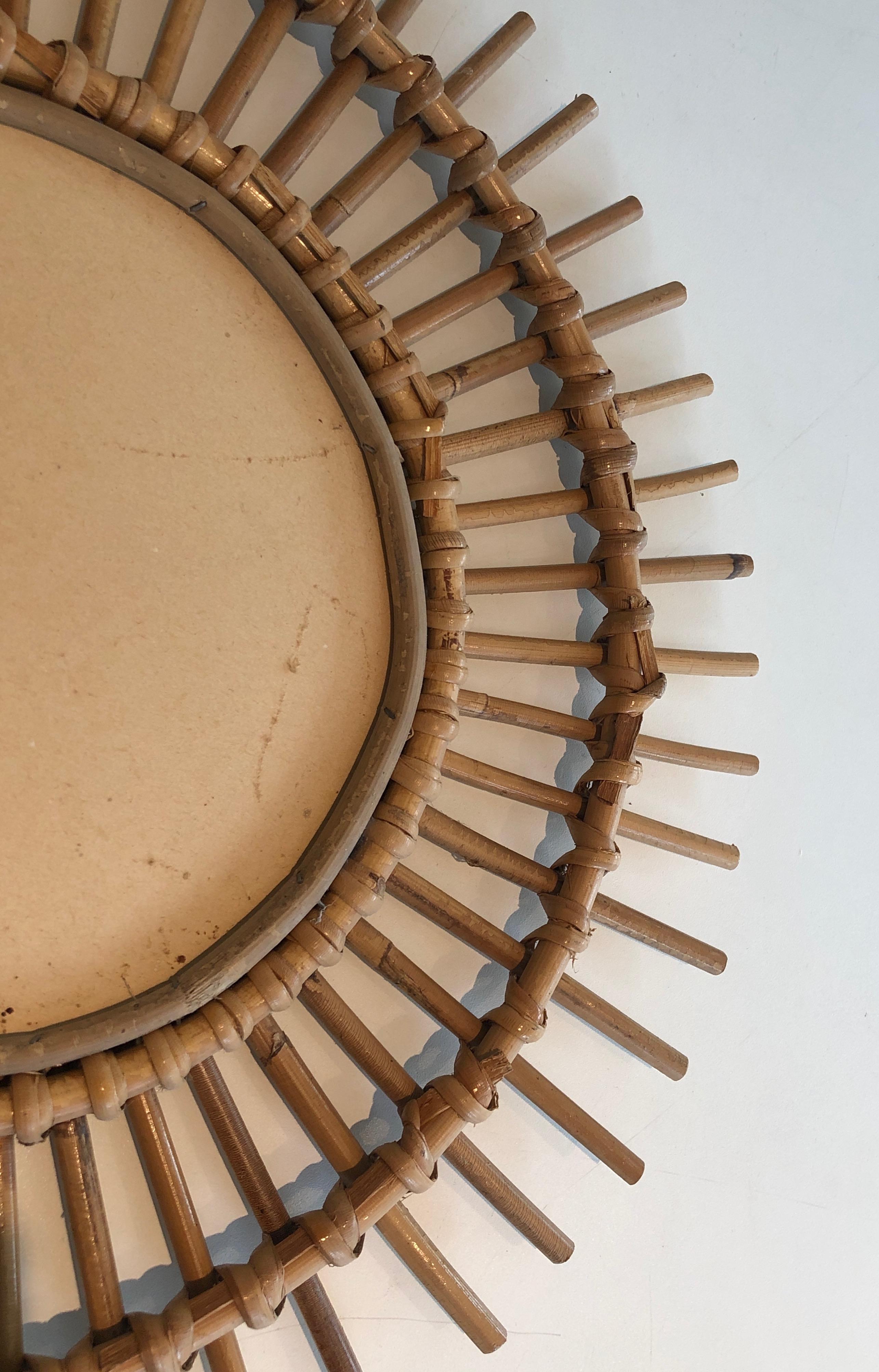 Piccolo specchio in rattan, Francia, circa 1970 in vendita 4