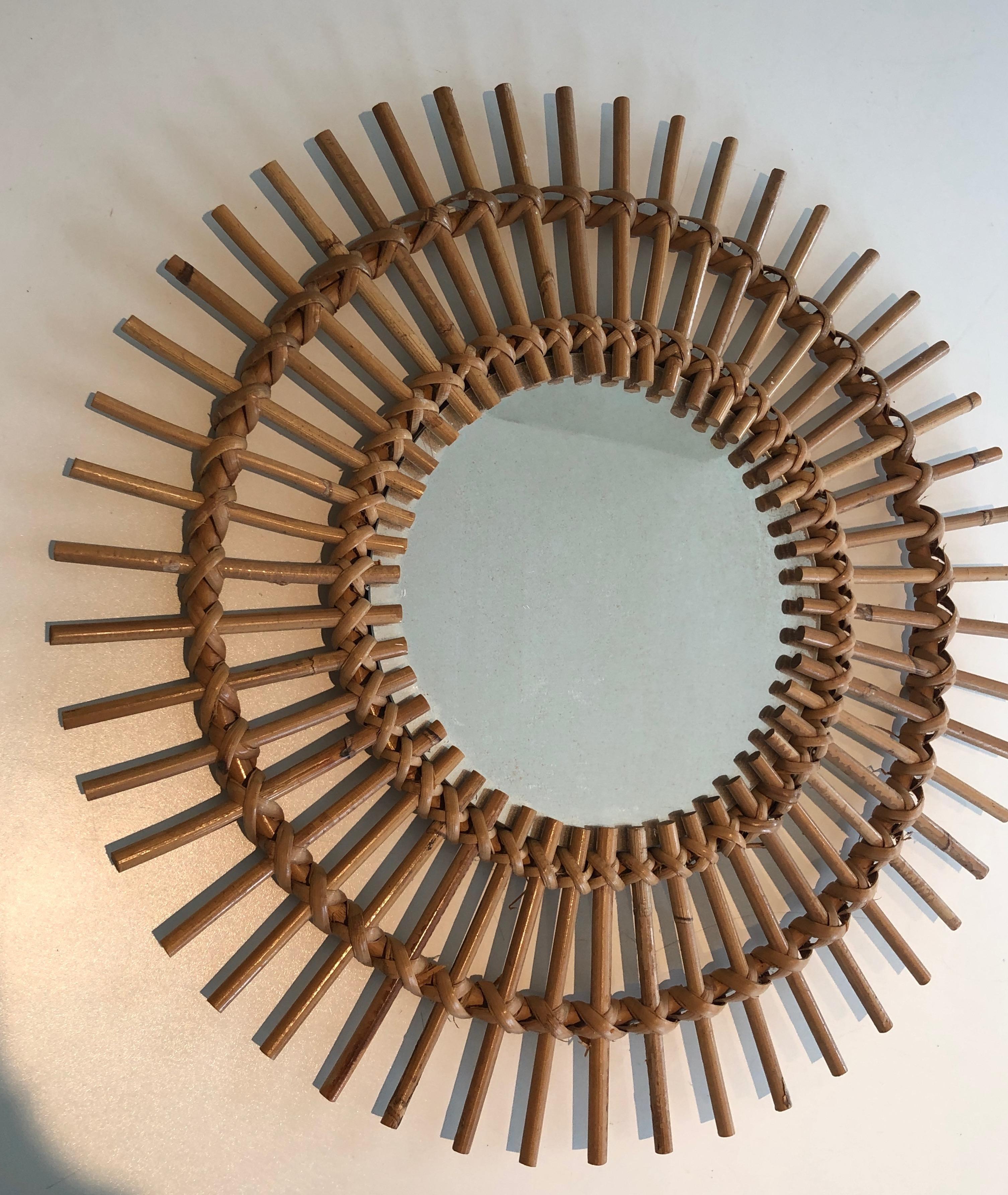 Small Rattan Mirror, French, Circa 1970 For Sale 9