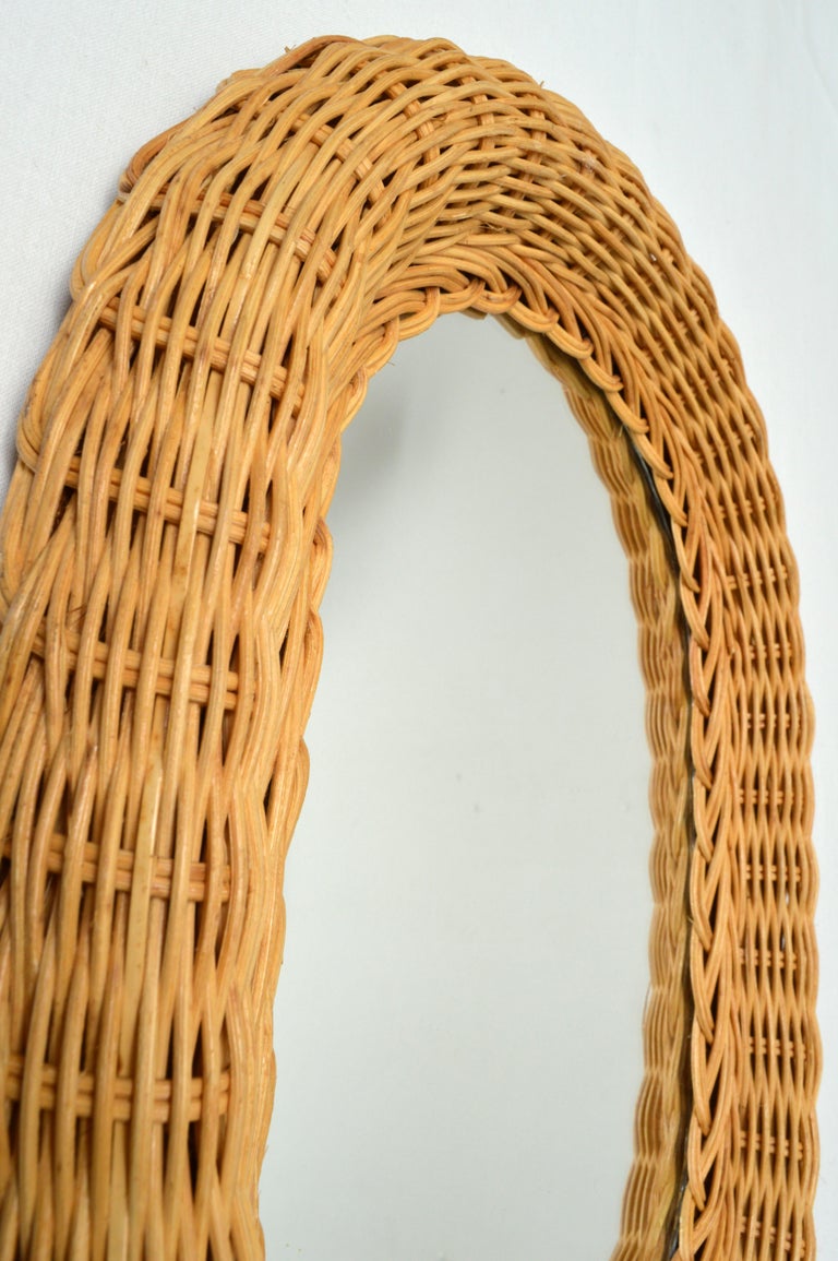 Small Rattan Wall Mirror, Sweden, 1960s For Sale at 1stDibs