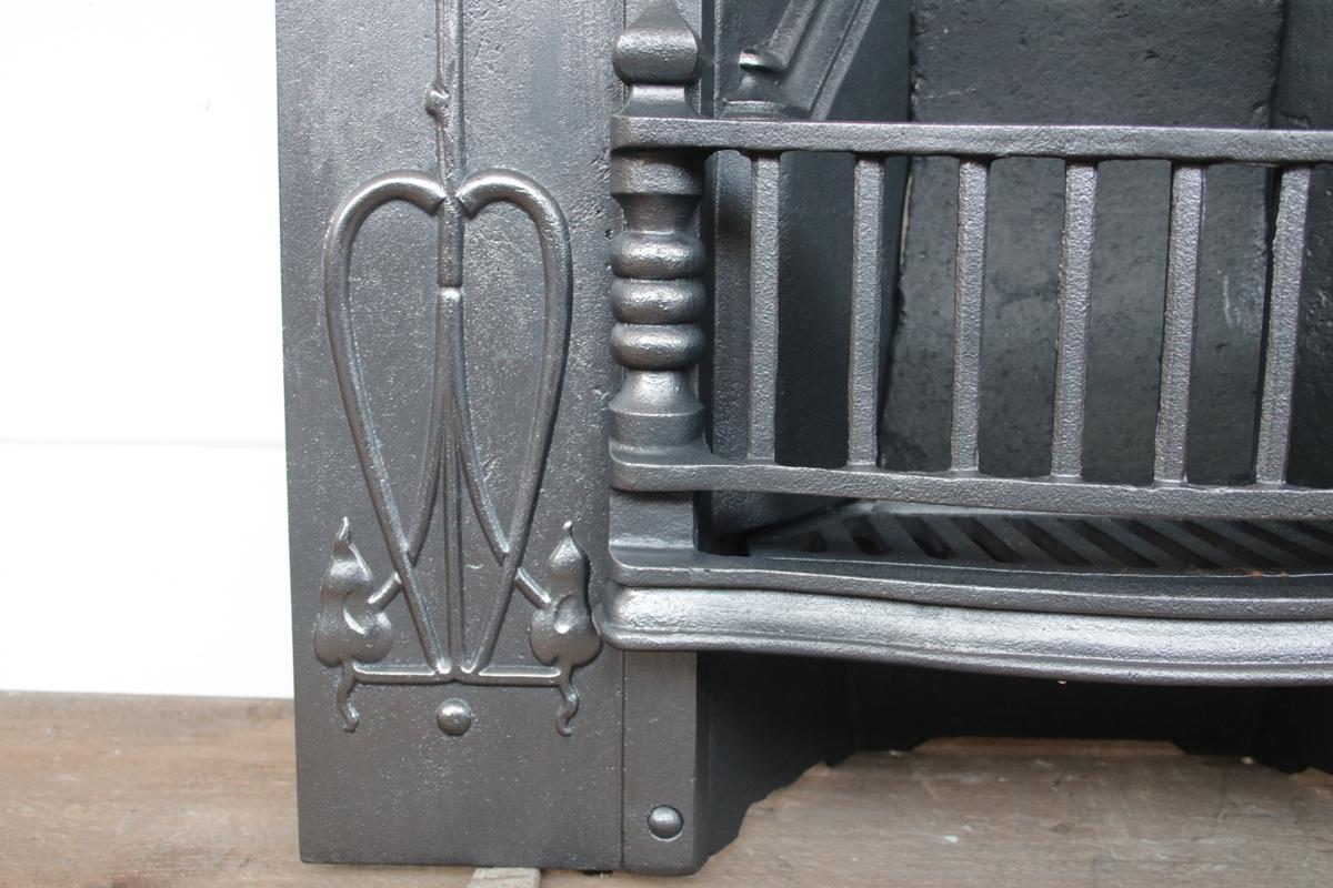 Small Reclaimed Edwardian Art Nouveau Cast Iron Combination Grate 1
