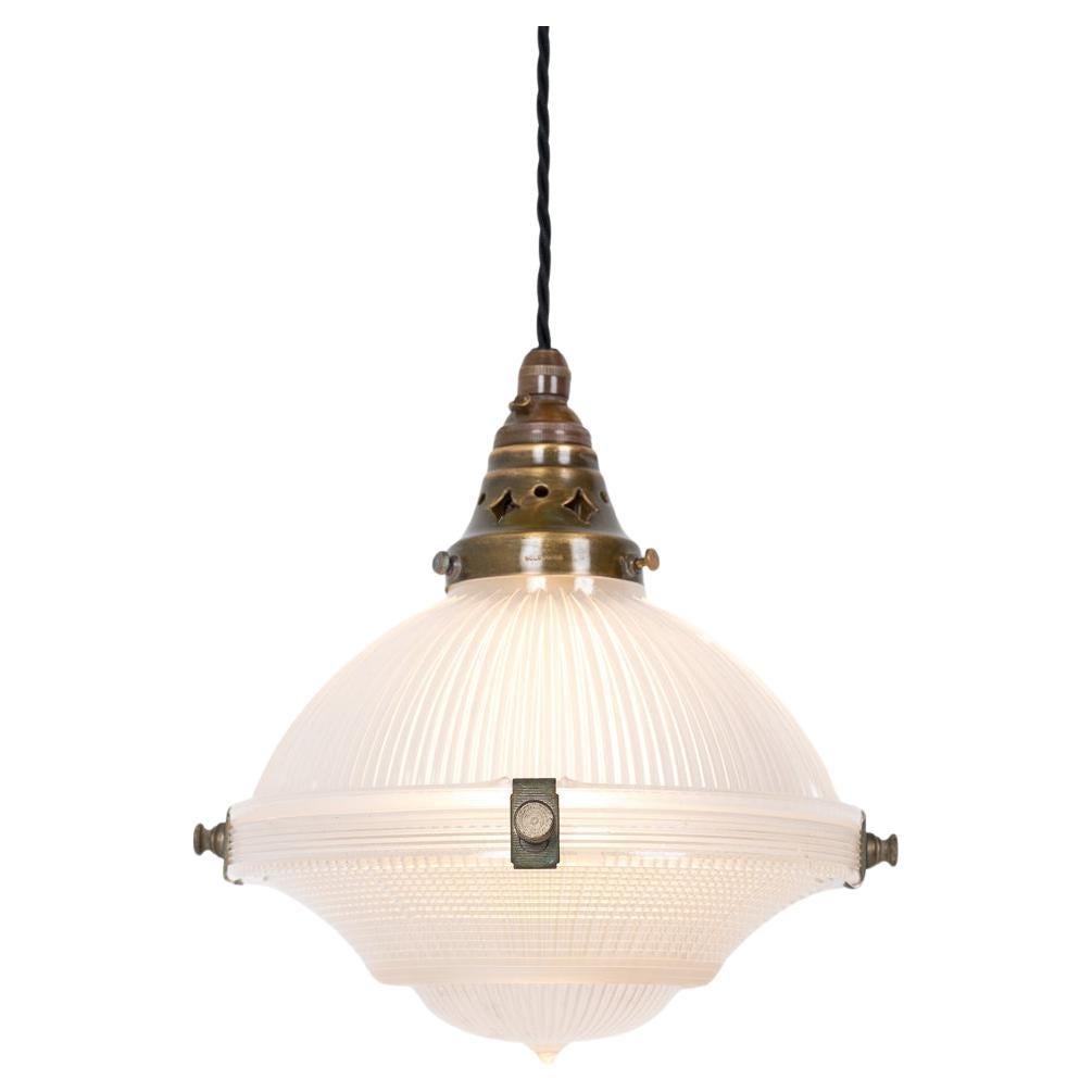 Small Reclaimed Holophane Three Part Welsh Capel Pendant Lights