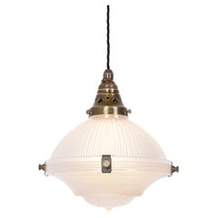 Antique Small Reclaimed Holophane Three Part Welsh Capel Pendant Lights