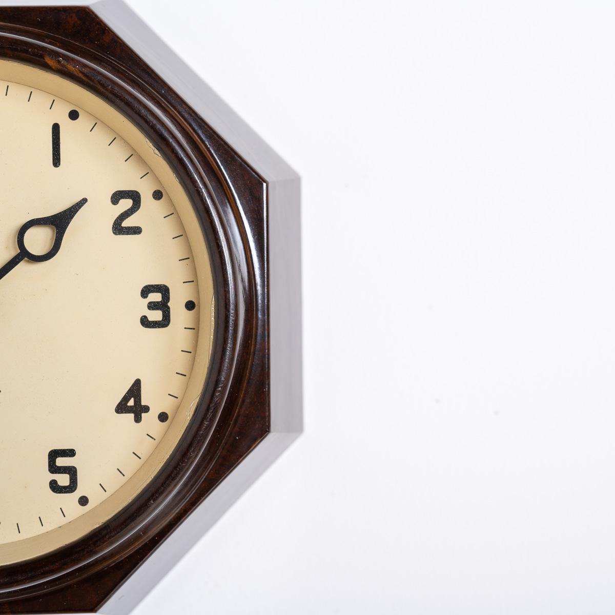 Small Reclaimed Octagonal Bakelite Wall Clock by Gents of Leicester For Sale 7