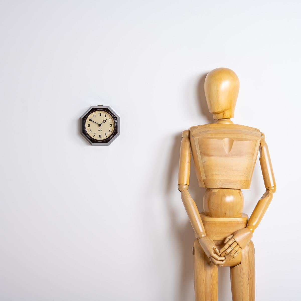 Industrial Small Reclaimed Octagonal Bakelite Wall Clock by Gents of Leicester For Sale