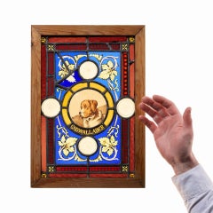 Small Reclaimed Stained Glass Panel of ‘Cadwallader’ Dog