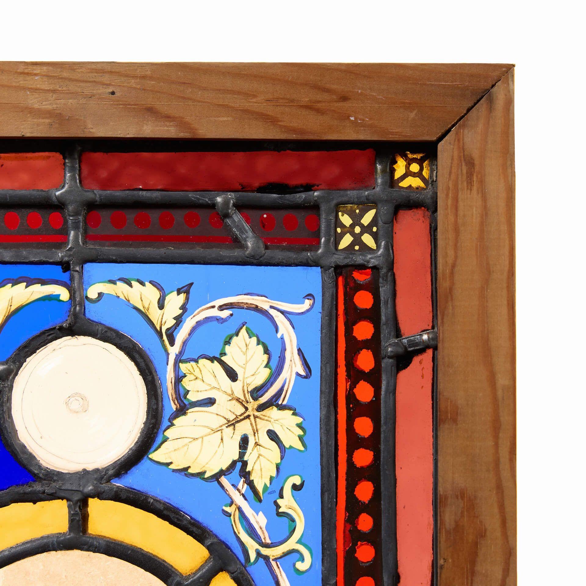 English Small Reclaimed Stained Glass Panel of ‘Cadwallader’ Dog For Sale