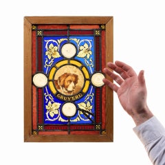 Small Reclaimed Stained Glass Panel of ‘Cruy'ere’ Dog