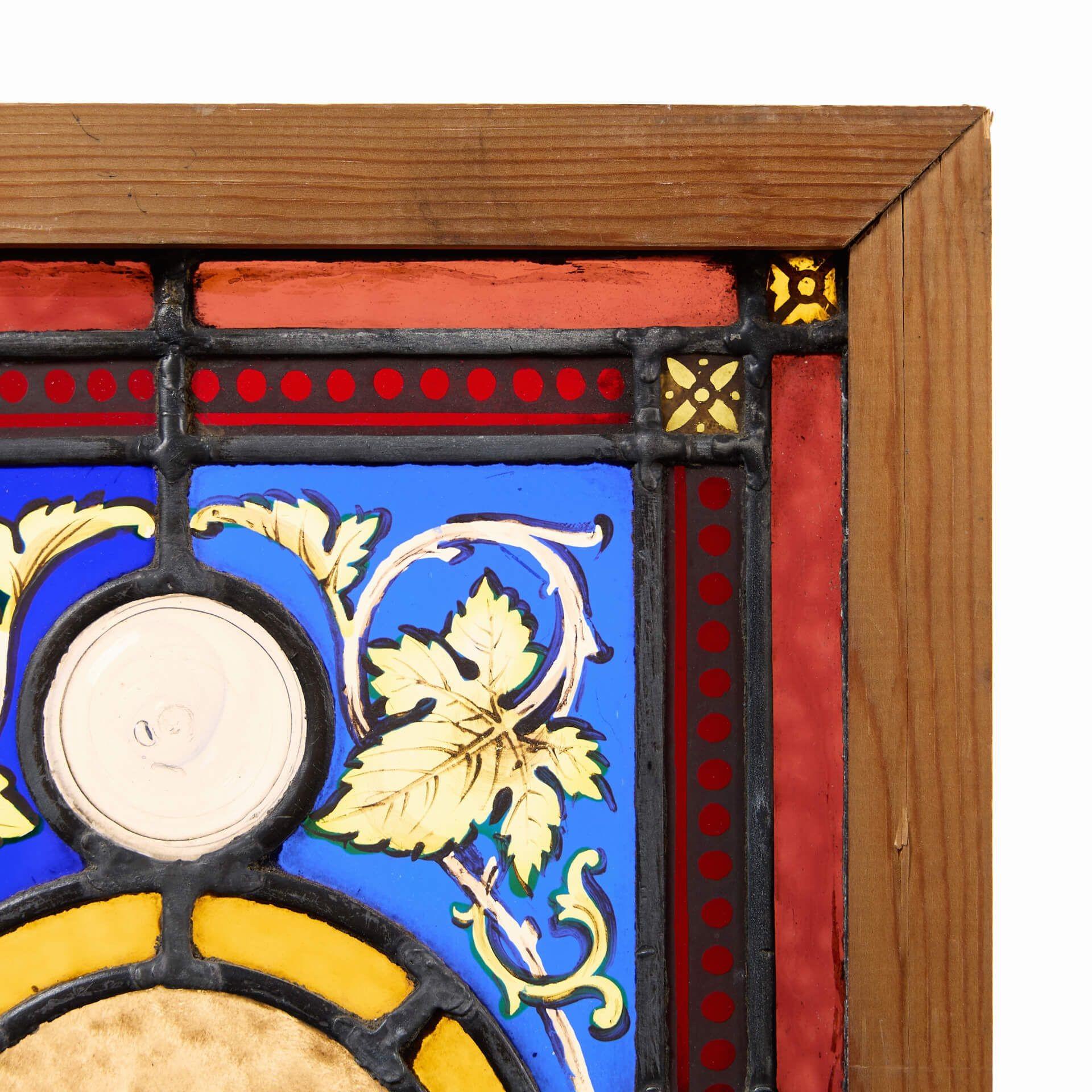 English Small Reclaimed Stained Glass Panel of ‘Cruy'ere’ Dog For Sale