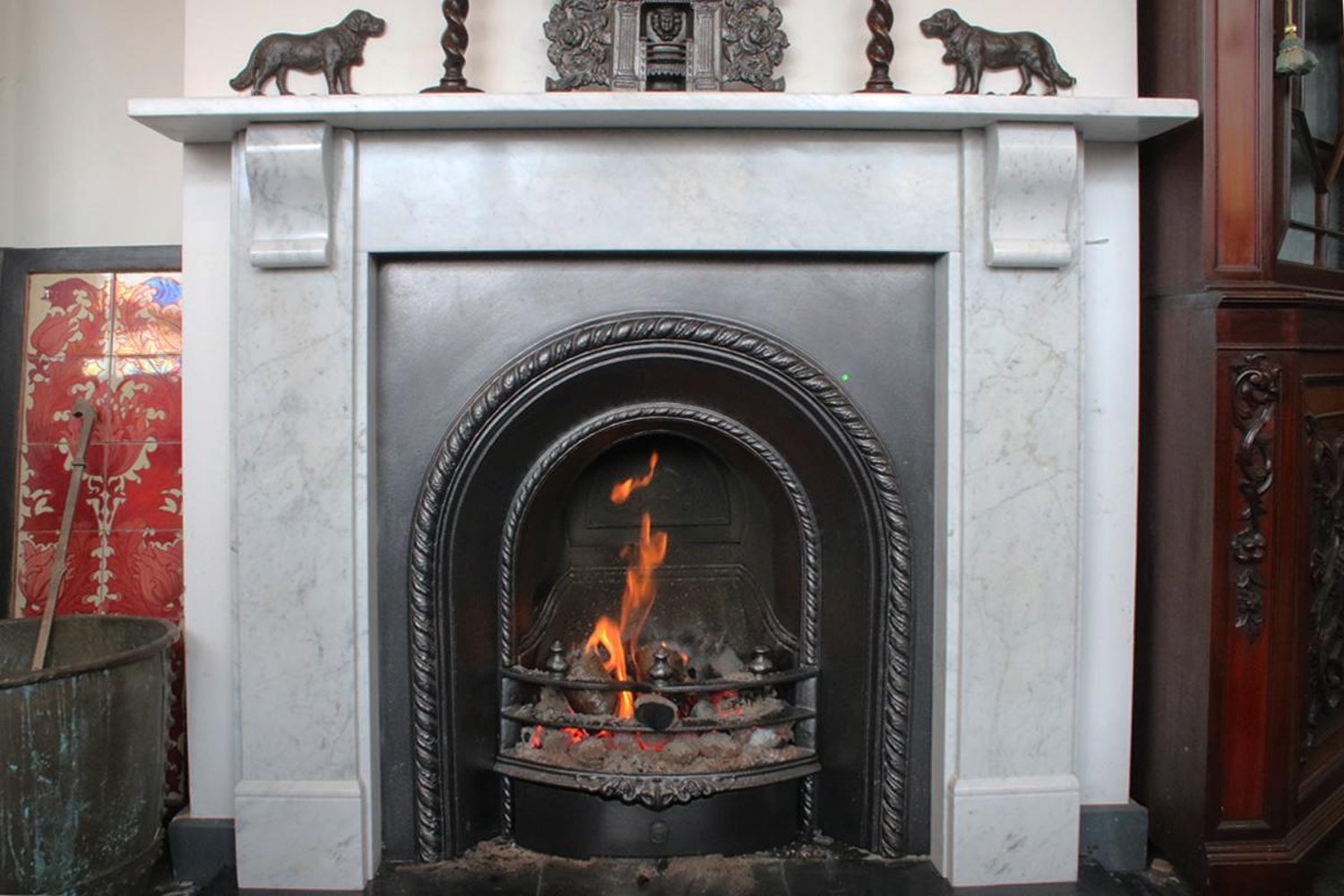 Small Reclaimed Victorian Carrara Marble Fireplace Surround For