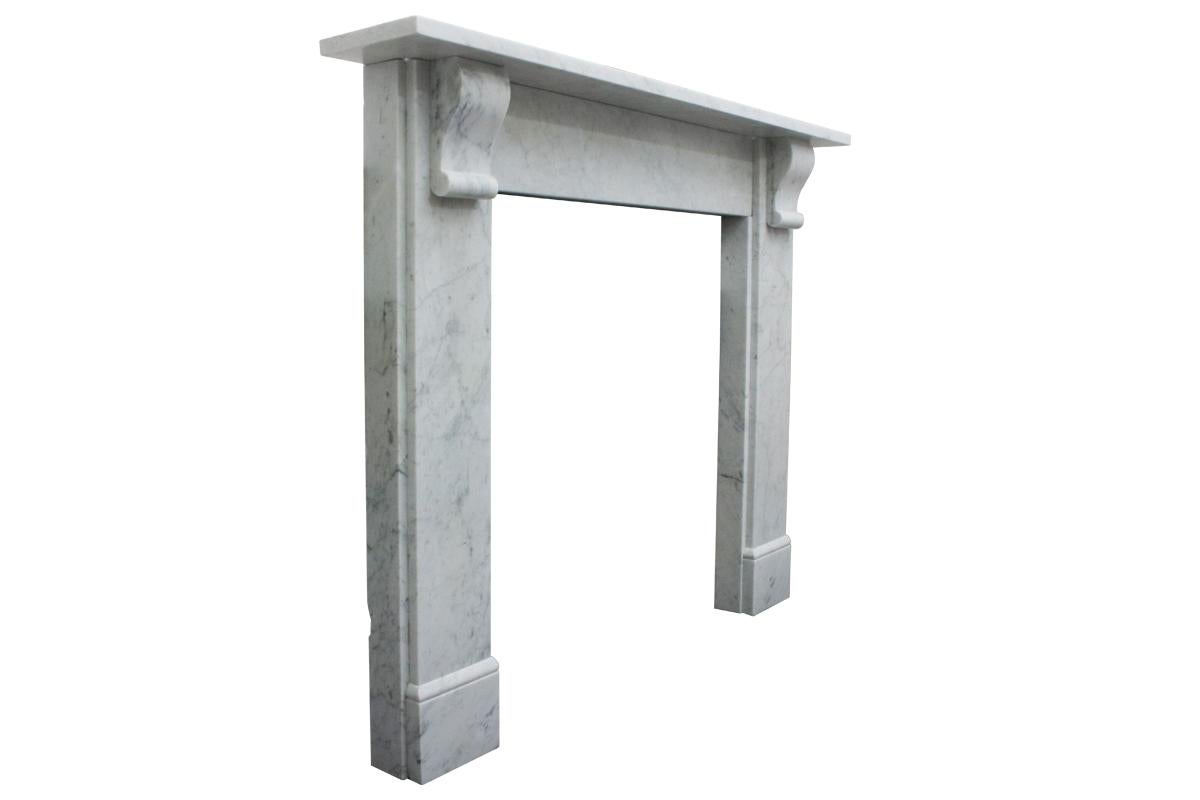 English Small Reclaimed Victorian Carrara Marble Fireplace Surround