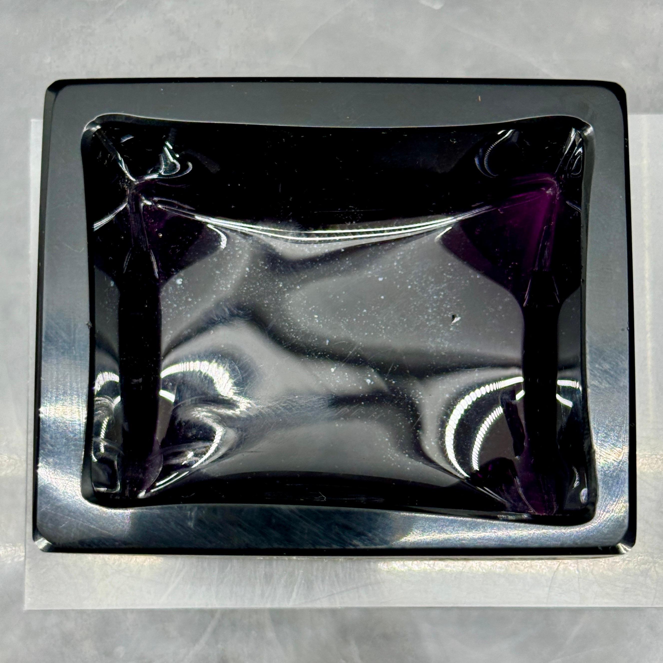 Small Rectangular Amethyst Glass Moser Karlsbad Jewelry Box, signed For Sale 3