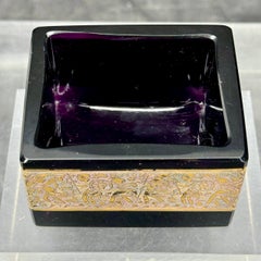 Small Rectangular Amethyst Glass Moser Karlsbad Jewelry Box, signed