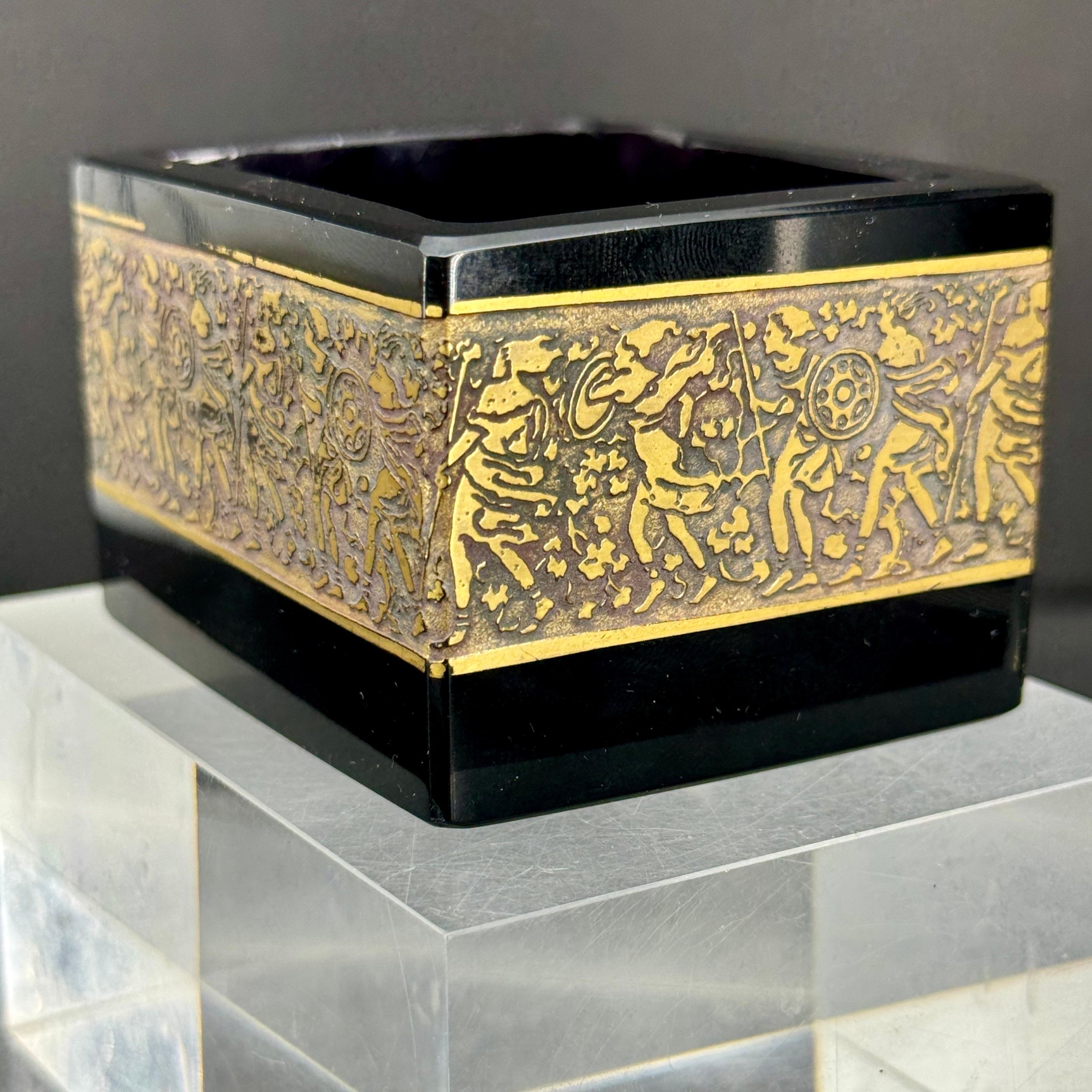 European Small Rectangular Amethyst Glass Moser Karlsbad Jewelry Box, signed For Sale