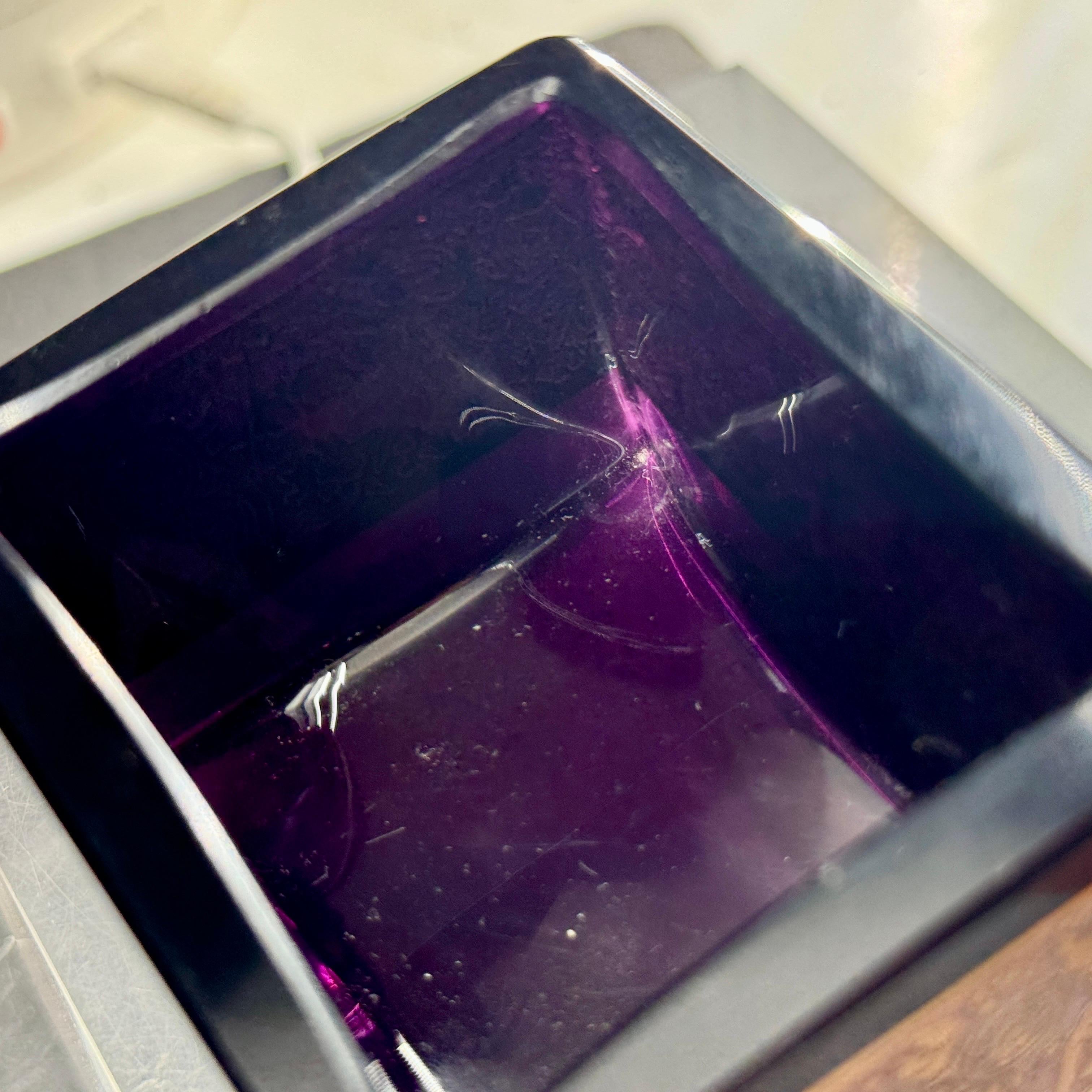 20th Century Small Rectangular Amethyst Glass Moser Karlsbad Jewelry Box, signed For Sale
