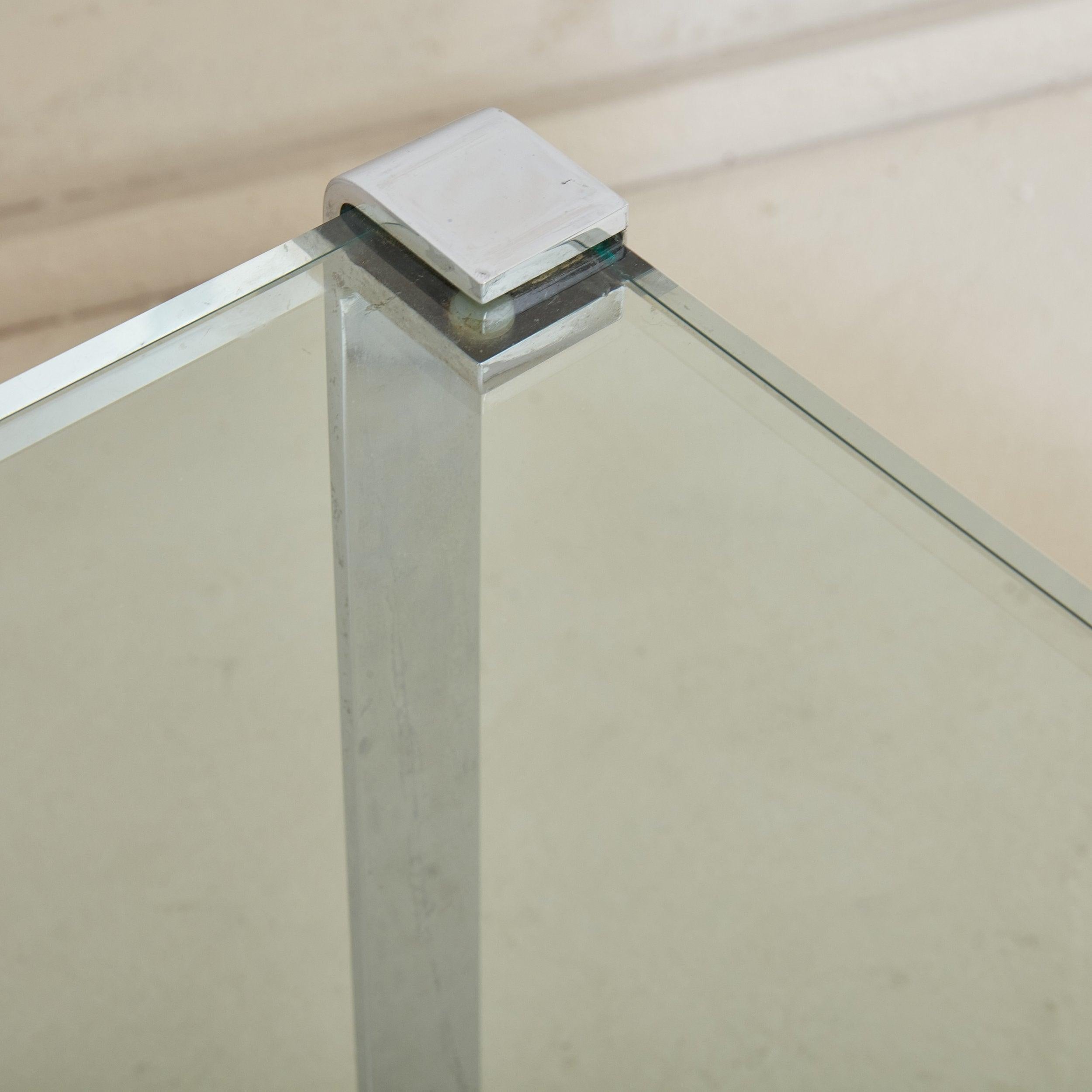 Small Rectangular Chrome + Glass Top Side Table, Denmark 20th Century 6