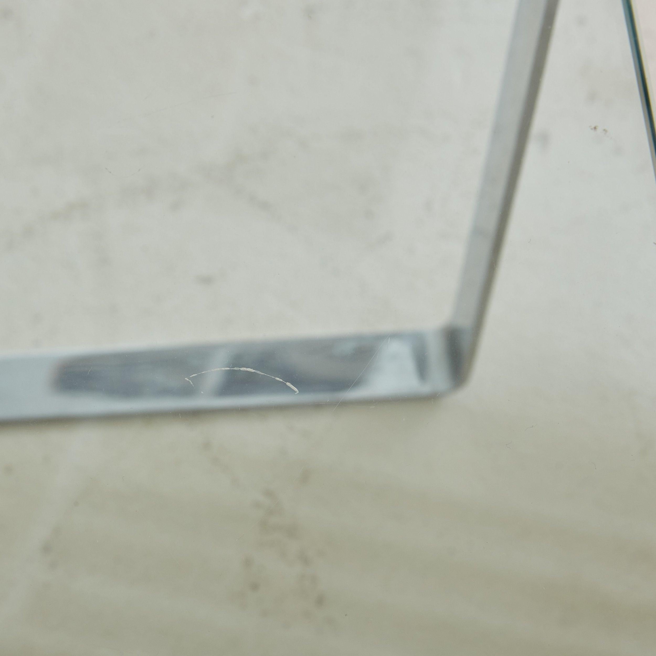 Small Rectangular Chrome + Glass Top Side Table, Denmark 20th Century 1