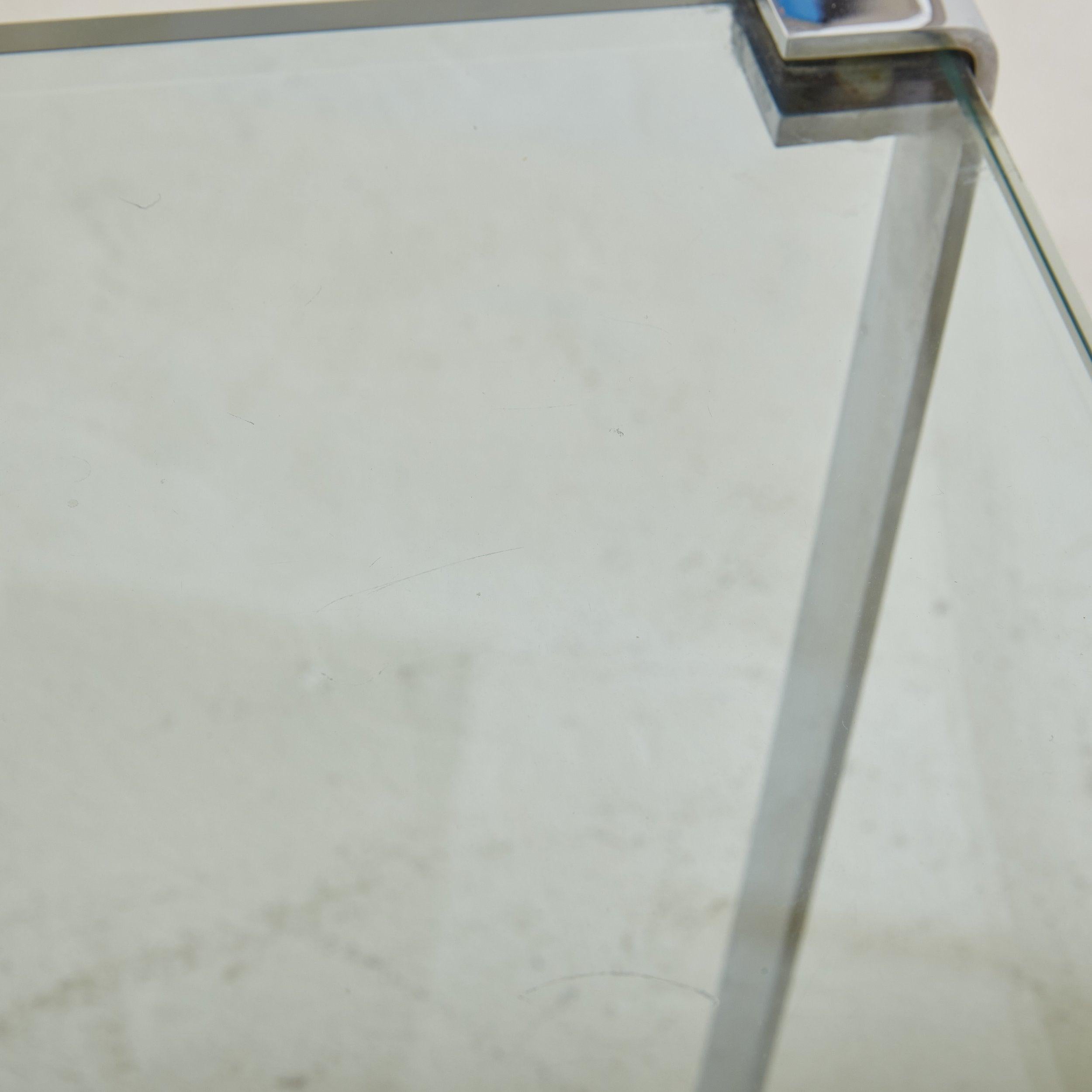 Small Rectangular Chrome + Glass Top Side Table, Denmark 20th Century 4