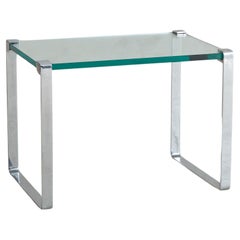 Small Rectangular Chrome + Glass Top Side Table, Denmark 20th Century