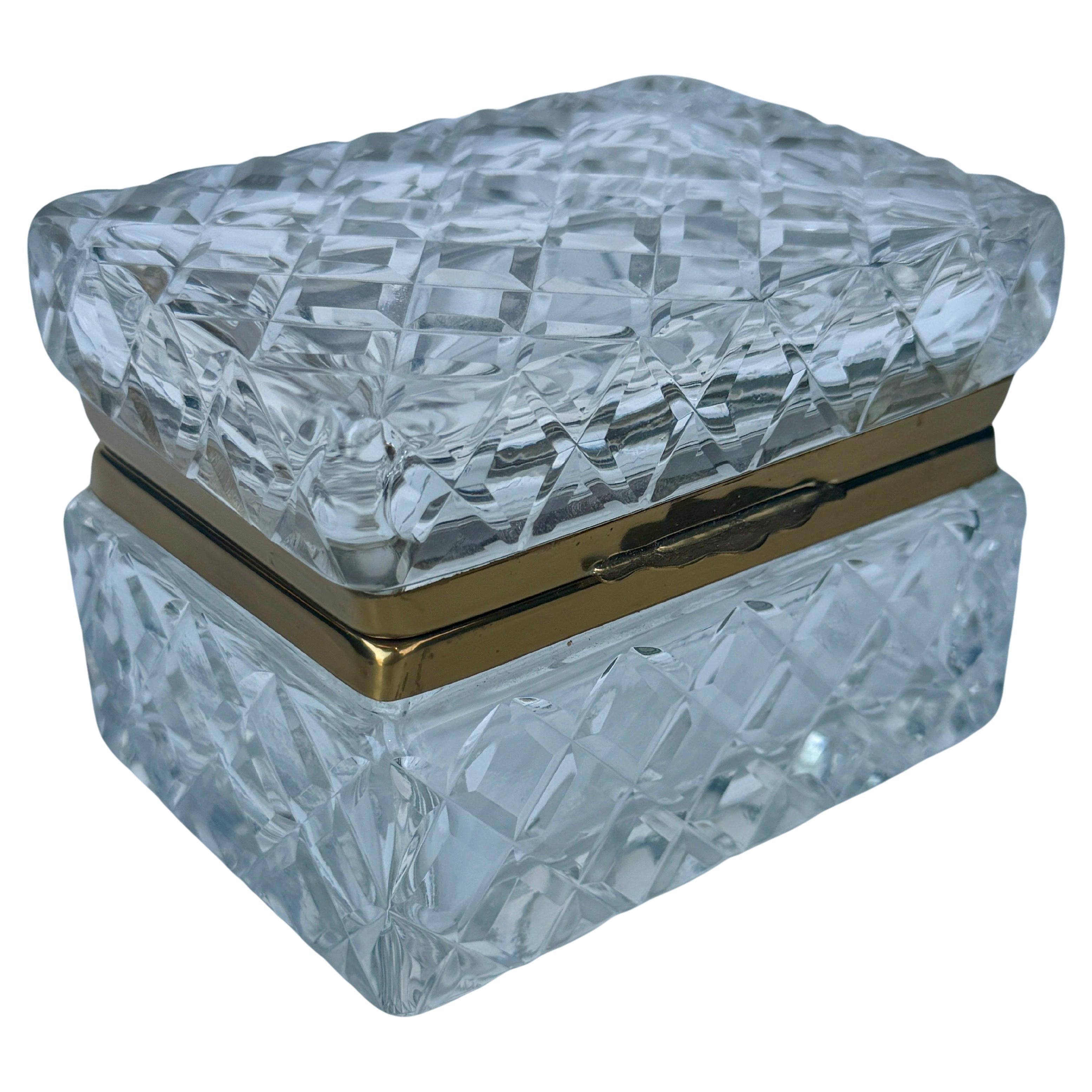 French Small Rectangular Cut Glass Candis or Jewelry Box For Sale