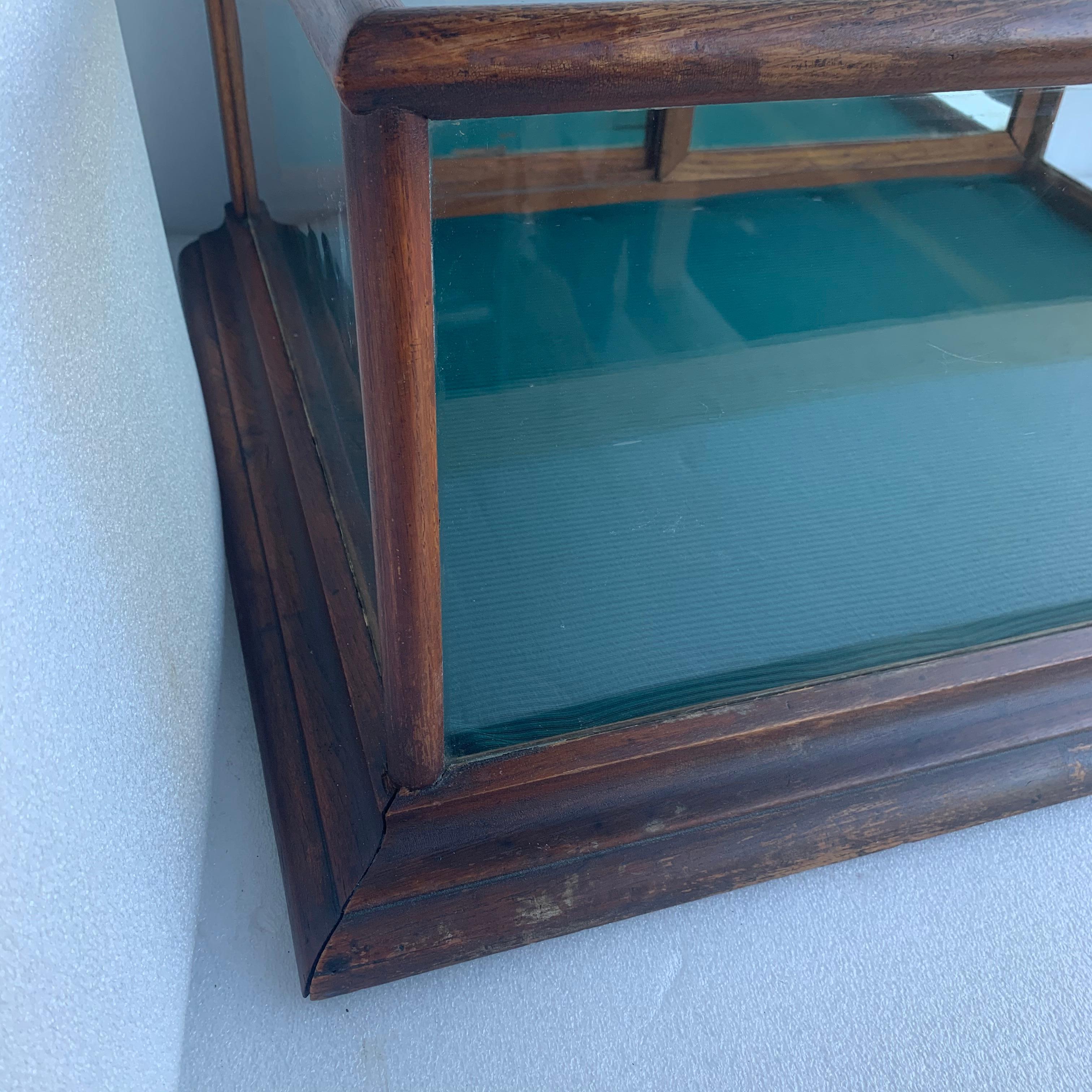 20th Century Small Rectangular Mahogany And Glass Table Display Case