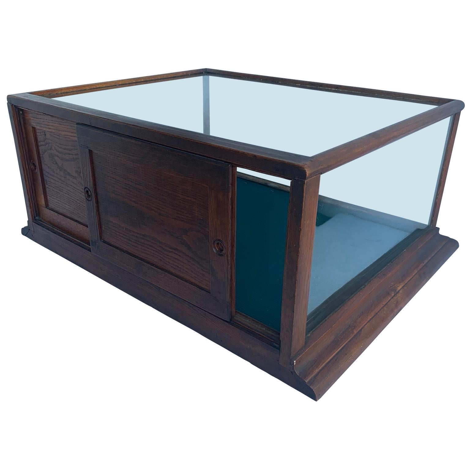 American Small Rectangular Mahogany And Glass Table Display Case