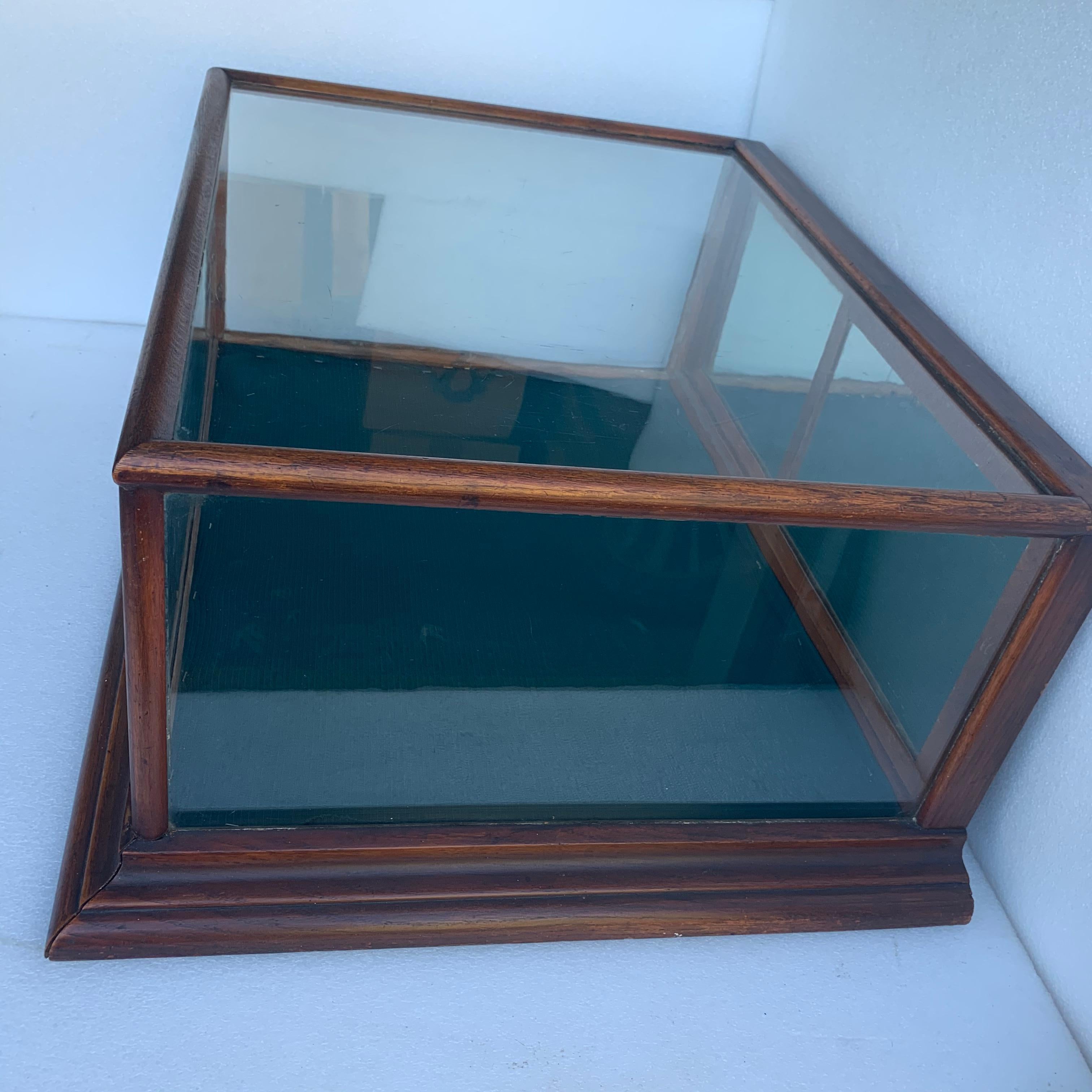 Small Rectangular Mahogany And Glass Table Display Case In Good Condition In Haddonfield, NJ
