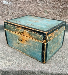 Small Rectangular Swedish Gustavian Blue Painted Box