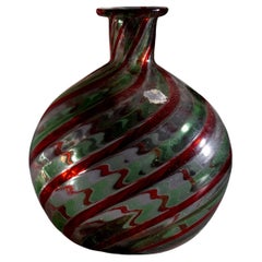 Petit vase en verre de Murano rouge et vert