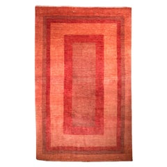 Small Red and Orange Contemporary Gabbeh Persian Wool Rug