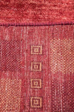 Small Red and Warm Orange Contemporary Gabbeh Persian Wool Rug