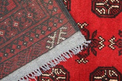Small Red Bedroom Rug Wool Handmade Carpet Afghan Tribal Area Rug