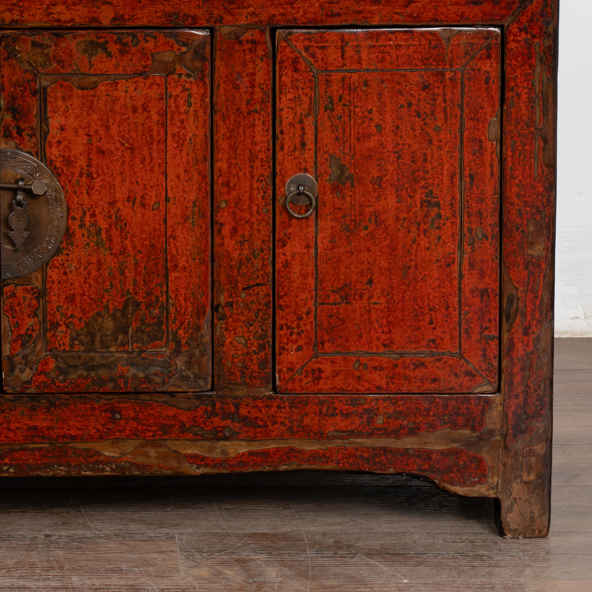 Small Red Chinese Console Sideboard, circa 1880 For Sale 8