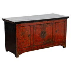 Small Red Chinese Console Sideboard, circa 1880