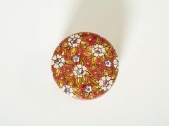 Petite boîte Art Déco - Fleurs rouges - Emaux de Longwy 1940