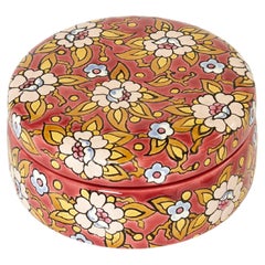 Small Red Flowers Art Deco Box Emaux de Longwy 1940
